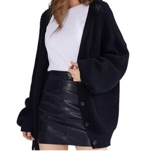 Black Shaker-Stitch Cardigan